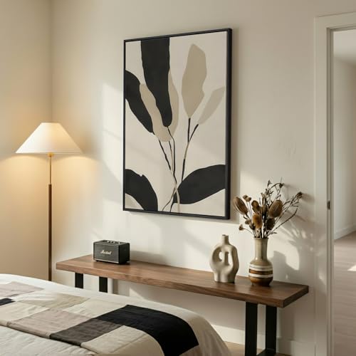 Framed Boho Neutral Abstract Botanical Wall Art for Living Room, 24x36 Inch - color: Neutral Beige, size: 36"L x 24"W