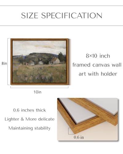 InSimSea Framed Canvas Art, Abstract Serene Countryside Scene, Mid Century Modern Decor for Living Room, Bedroom, Office - 8x10in - color: Landscape from Bærum, size: 10"L x 8"W