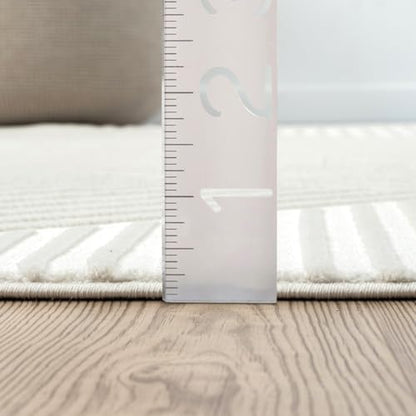 Abani Cream Area Rug for Living Room, Bedroom - Geometric Lines- 6' x 9' -Durable & Easy to Clean - color: Cream, size: 6' x 9' (Rectangular)