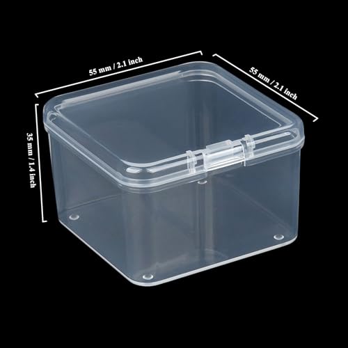 LJY 60 Clear Square Plastic Boxes, 55 x 55 x 35 mm for Packing Samples - color: Transparent, size: Single Size (2.1 x 2.1 x 1.4 inch)