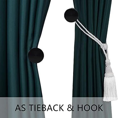 BEL AVENIR 2 Pack Curtain Holdbacks Metal Round Medallion Drapery Tiebacks Wall Hooks Modern Simple Style Home Decor with 2pcs Screws (Black) - color: Black