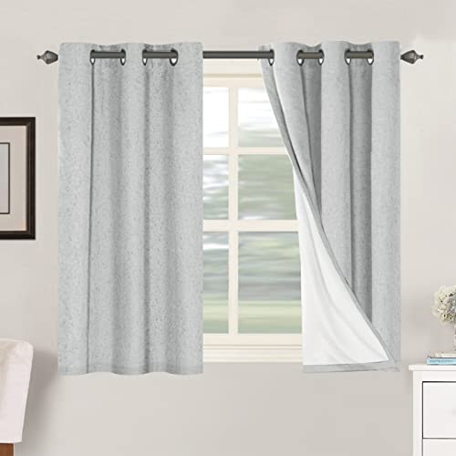 H.VERSAILTEX 100% Blackout Linen Curtains 45" L 2 Panels Glacier Gray - color: Glacier Gray, size: 42"W x 45"L (Pack of 2)