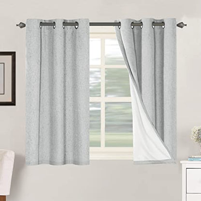 H.VERSAILTEX 100% Blackout Linen Curtains 45" L 2 Panels Glacier Gray - color: Glacier Gray, size: 42"W x 45"L (Pack of 2)