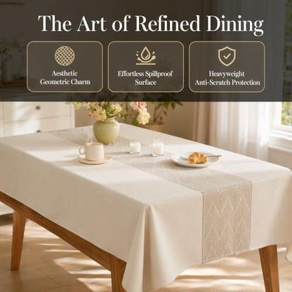 Square Linen Tablecloth Waterproof Spillproof Cloth, 55x55 Inch - color: Beige Bd, size: 55"x55"fits 4 seats (table length 31"-37")