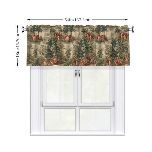 French Country Curtain Valance 54x18 Inches Window Treatment Rod Pocket Valance for Kitchen Bathroom Bedroom - color: French Country