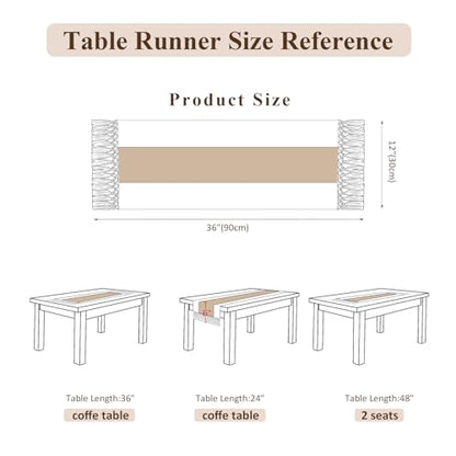 Boho Macrame Table Runner with Tassels 36in Brown Farmhouse Runner - color: White & Brown, size: 12'' x 36''