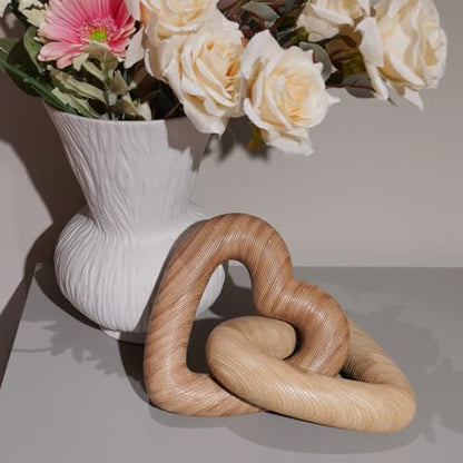 Guichifun Resin Heart Wood Finish Sculpture Valentines Day Decor - color: Wood Finish