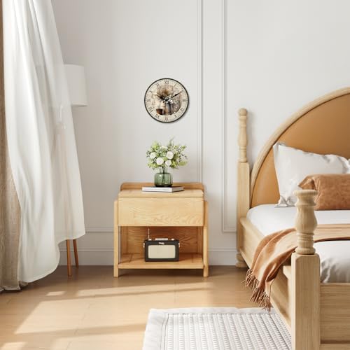 14 Inch Farmhouse Wall Clocks Battery Operated - color: Beige, size: 14 Inch