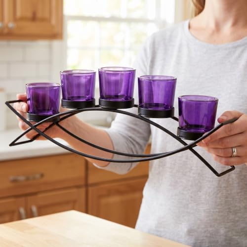 Seraphic Dining Room Table Centerepice,Tealight Candle Holder, Purple - color: Purple, size: 5 Cup