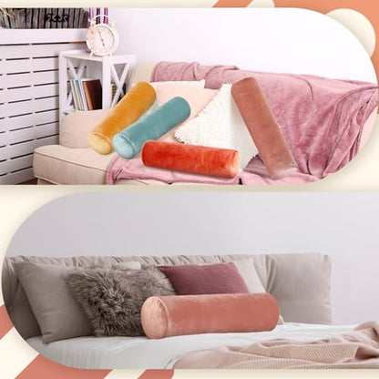Qinyoung 4 Pcs 4 Pcs Velvet Round Pillow Covers, Only Case, Multicolor - color: Multicolor
