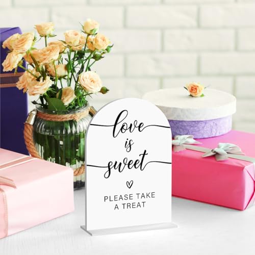 Acrylic Wedding Sign Love is Sweet Sign for Wedding Wedding Signs for Ceremony Modern Calligraphy Arch Acrylic Table Top Sign for Wedding Reception and Event Party Table(white） - color: Love is Sweet
