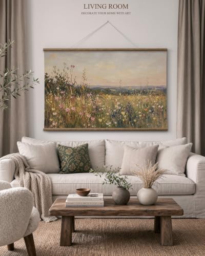 ARPEOTCY Extra Large Framed Wall Art, Wildflower Meadow Art Print, 36x54In - color: Wildflower Meadow