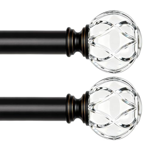 KAMANINA Black Curtain Rods for Windows 48-84 Inches Heavy Duty Drapery Rod - color: Black, size: 48-84"(2 pack)