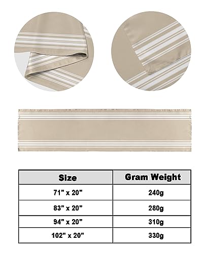 Bed Runner for Queen Size Bed, Beige Striped Bed Scarf Throws for Foot of Bed, Farmhouse Luxurious White Stripes Modern Abstract Art Luxury Bedding Protector Bed Runners for Hotel/Home, 83 x 20 Inch - size: 83 x 20 inches(Queen)