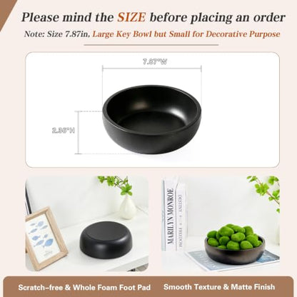 Large Concrete Key Bowl for Entryway Table - 7.9" Key Holder Bowl for Keys - color: Charcoal Black