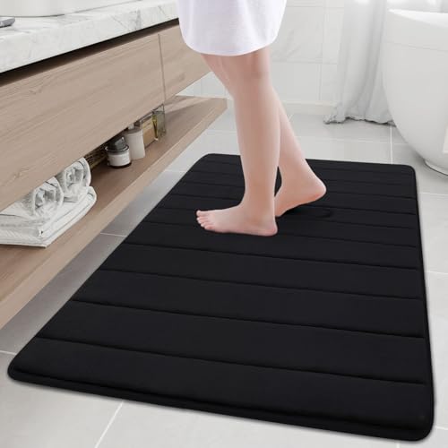 Buganda Memory Foam Bath Mat 44 x 32, Ultra Soft Absorbent Bathroom Rugs - color: Black, size: 44" X 32"