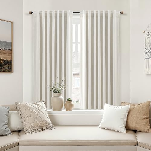 Nanspring 100% Blackout Linen Curtains for Bedroom 50x63 Inches Natural - color: Natural, size: 50"W x 63"L (Pack of 2)