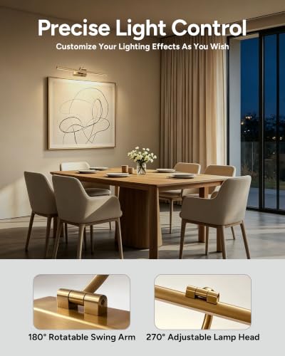 23.6" Gold Battery Picture Light for Wall Art - size: 23.6 Inch