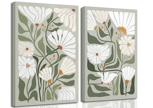 HSHFKLH 2 Pcs Boho Wildflowers Canvas Wall Art 16x24in - color: Canvas, size: 16x24in