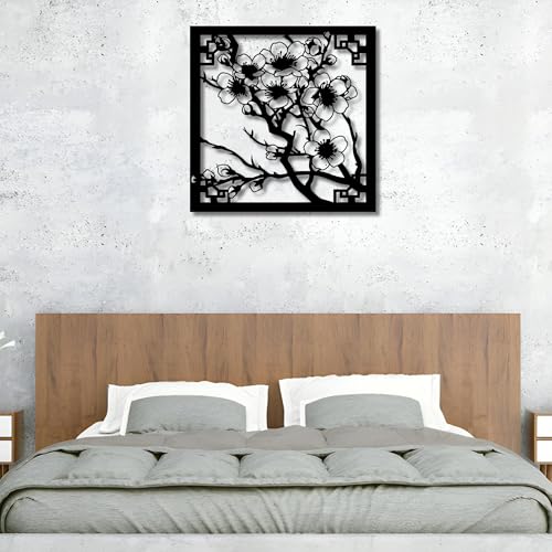 Metal Wall Decor | 17'x 17' x 0.05'' Cherry Blossom Art Themed Wall Decorations | Handmade Indoor and Outdoor Wall Art (17'' x 17'', Cherry Blossom, Black) - size: 17'' x 17'', style: Cherry Blossom