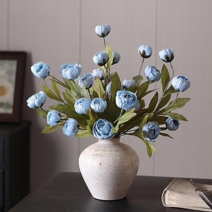 6 Pcs 27" Faux Silk Peony Artificial Flowers Stems for Vase (Dusty Blue) - color: Dusty Blue