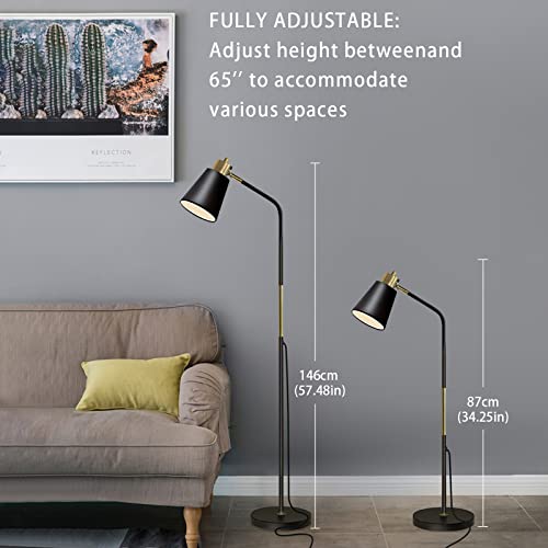 LALISU Floor Lamp Industrial Floor Lamps Reading Farmhouse Standing Lamp - color: Black
