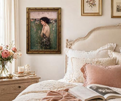 dzbLuck Ophelia Wall Art Gold Frame, Dark Academia Gothic Female Portrait - color: RetroWomen, size: 8"L x 10"W