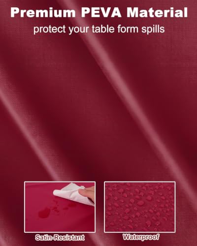 NatNarr 3 Pcs Burgundy Tablecloths, Scalloped Rectangle Maroon Table Cloths - color: Burgundy, size: 3 Pack