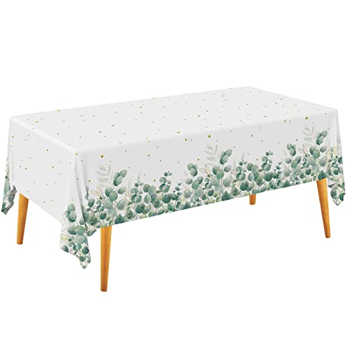 Gatherfun Sage Greenery Baby Shower Disposable Tablecloth, Plastic Table Cover for Baby Shower Party,Boho Greency 3 PCS, 54”x 108” - style: Sage Green