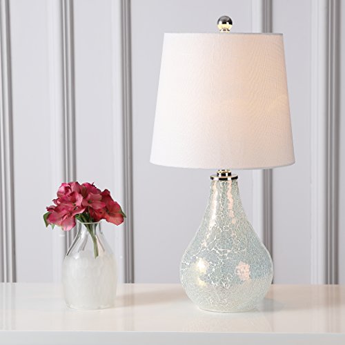 JONATHAN Y Mona Coastal Mini LED Table Lamp 20" Bedside, Mosaic White - color: White