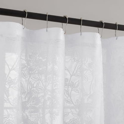White Floral Lace Stall Shower Curtain with Valance 36x72 Inch 1 Panel - color: White, size: 36"W x 72"L (Pack of 1)