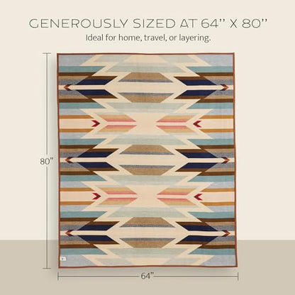 Pendleton Jacquard Unnapped Blanket, Wool Cotton Blend, Reversible, 64 x 80 - color: Fire Legend Sunset, size: Twin (64" x 80")