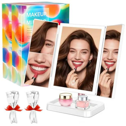 BERTHALESS for Mom Makeup Mirror Vanity Mirror with Lights(White 2 Pack) - color: White×2 & Rechargeable