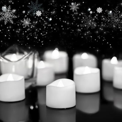 Homemory 24-Pack Flameless Tea Lights Candles Battery Operated, 200+ Hours - color: Cool White Glow – White Body, size: Pack of 24