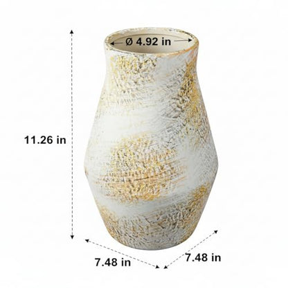 Rustic Farmhouse Ceramic Vase, 11 Inch Tall - color: Rustic White, size: 11 inch