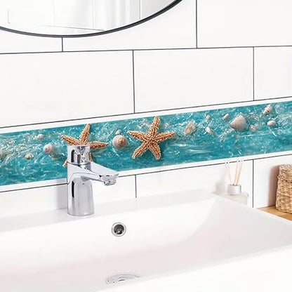 IVN Wallpaper Border Peel and Stick Wall Ocean Starfish Shell 4x196 Inch - color: Ocean Starfish Shell