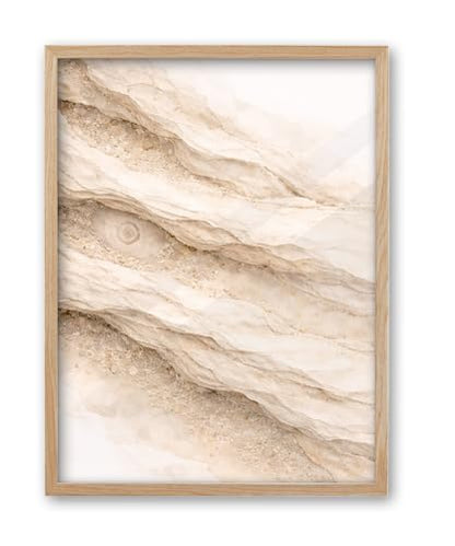 iHery 12x16in Beige Limestone Framed Abstract Wall Art - color: OAK Framed Limestone, size: 16"L x 12"W
