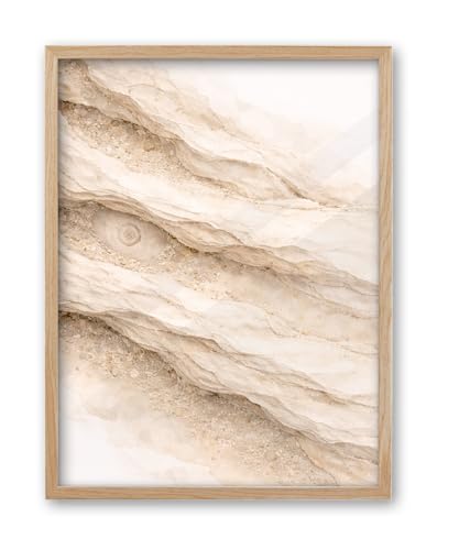 iHery 12x16in Beige Limestone Framed Abstract Wall Art - color: OAK Framed Limestone, size: 16"L x 12"W
