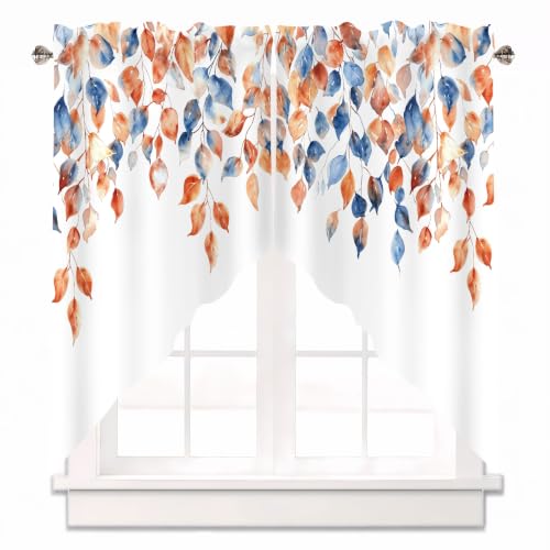 Fall Leaves Swag Curtains 1 Pair, Window Treatment 28x36 in - color: Fall Yellow5, size: 28"W x 36"L (Pack of 2)