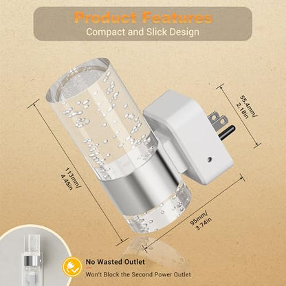 JandCase Night Light, Night Lights Plug into Wall, 2 Pack LED Nightlight - color: Silver