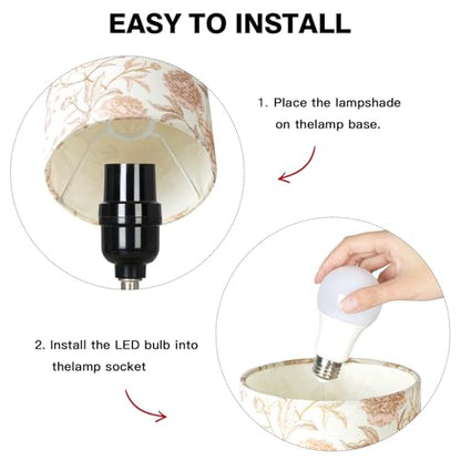 CINSARY Bedside Touch Lamp with Flower Fabric Shade, 3 Way Dimmable Wood Bedroom Lamp for Nightstand with 2 USB Charging Ports, Small Table Lamp for Living Room Reading Desk (LED Bulb Included) - color: Flower2-15" H
