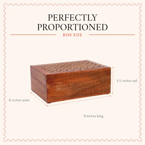 Mela Artisans Trellis Mango Wood Storage Box - Medium Burnt, 9x6 in - color: Medium Polish, size: Large