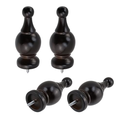 T Tulead Wood Curtain Rod Finials Brown 1.1-Inch 4-PCS - style: Brown, 1.1", 4PCS