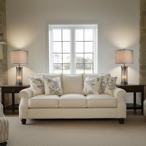 RORIA Set of 2 Rustic Table Lamps for Living Room with 2 USB Ports - color: Gray