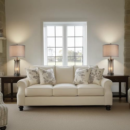 RORIA Set of 2 Rustic Table Lamps for Living Room with 2 USB Ports - color: Gray