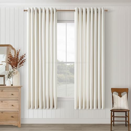 Natural Cream Grommet Curtains 63 Inch Length 2 Panels Set for Bedroom - color: Natural, size: 52"W x 63"L (Pack of 2)