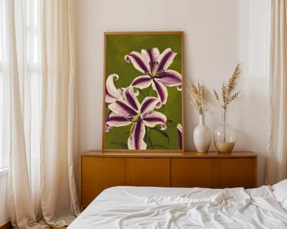 Abstract Floral Wall Art Purple Lily Canvas Wall Art 16x24 inch Unframed - color: Purple Lily Wall Art, size: 16L" x 24W"