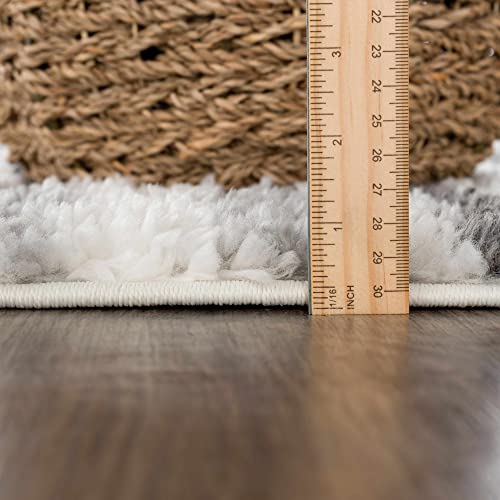Hauteloom Lux Shag - Moroccan Farmhouse Hallway Entryway Kitchen Shaggy Runner Rug - Bohemian Shag - Plush High Pile - Southwestern Boho Soft Carpet - Tribal Aztec - Grey, Beige - 2'7" x 7'3" - color: Cream, Beige, Gray / Zoya, size: 2'7" x 7'3" (Runner)