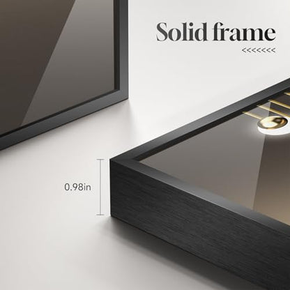 Large Framed Modern Luxury Black and Gold Abstract Wall Art, 24x36 In - color: Luxe Curve Collection, size: 24" W x 36" H x 3 pieces
