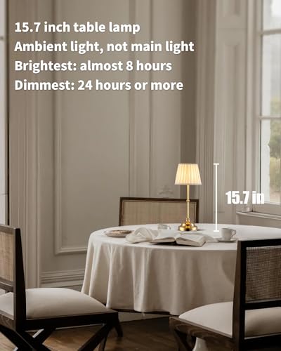 KDG Gold Cordless LED Table Lamps Set of 2, Beige Fabric Shade Desk Lamps - color: Gold + Beige Lampshade (2 Pack)